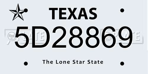 5D28869 Texas License Plate
