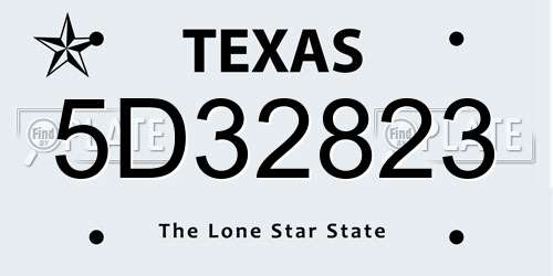 5D32823 Texas License Plate