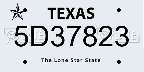 5D37823 Texas License Plate