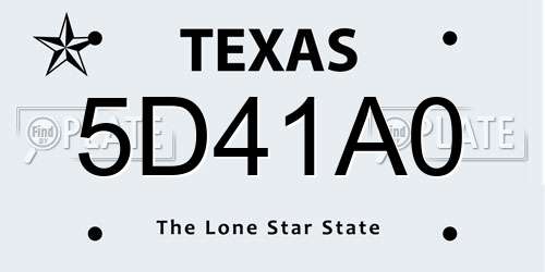 5D41A0 Texas License Plate