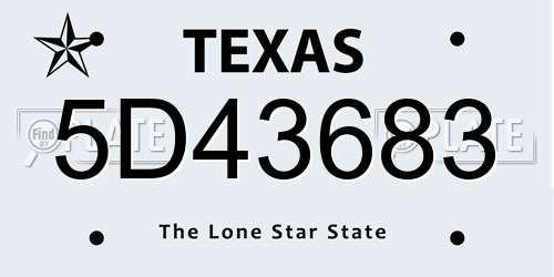 5D43683 Texas License Plate