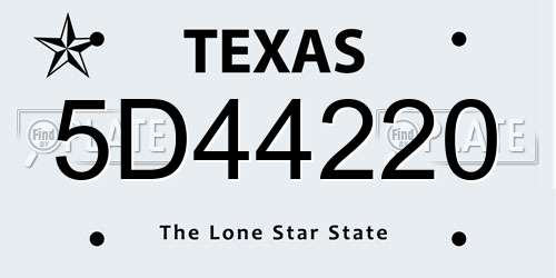 5D44220 Texas License Plate