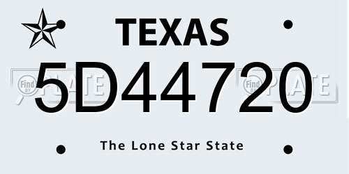 5D44720 Texas License Plate