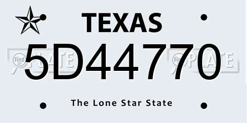 5D44770 Texas License Plate