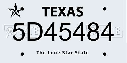 5D45484 Texas License Plate