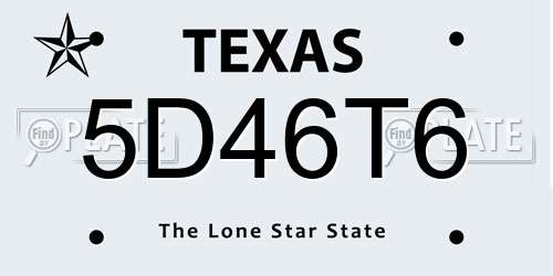 5D46T6 Texas License Plate