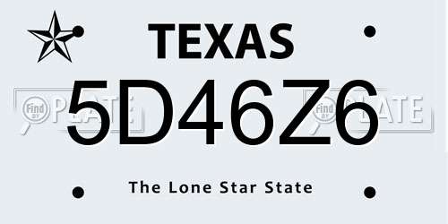 5D46Z6 Texas License Plate