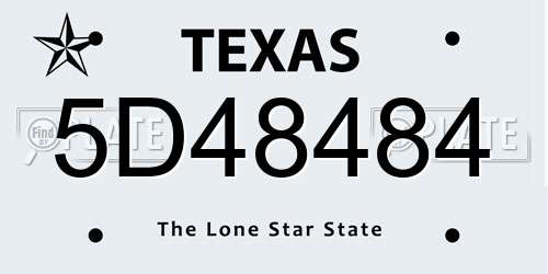 5D48484 Texas License Plate