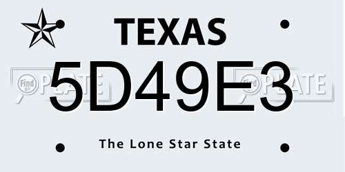5D49E3 Texas License Plate