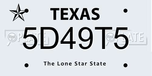 5D49T5 Texas License Plate