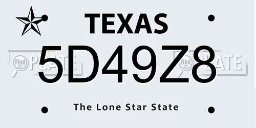 5D49Z8 Texas License Plate
