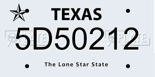 5D50212 Texas License Plate