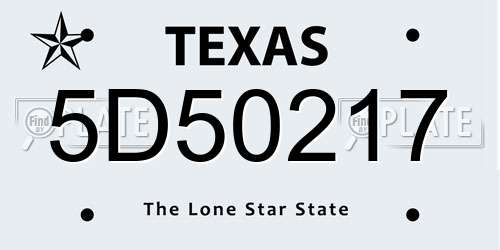 5D50217 Texas License Plate