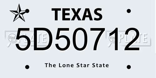 5D50712 Texas License Plate