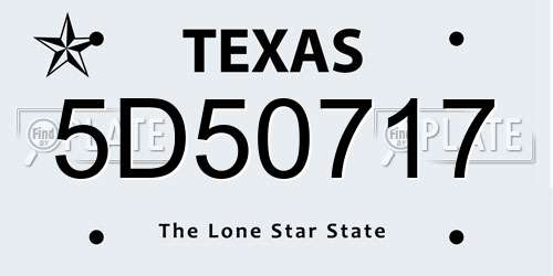 5D50717 Texas License Plate