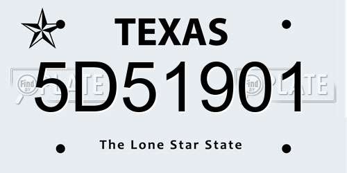 5D51901 Texas License Plate