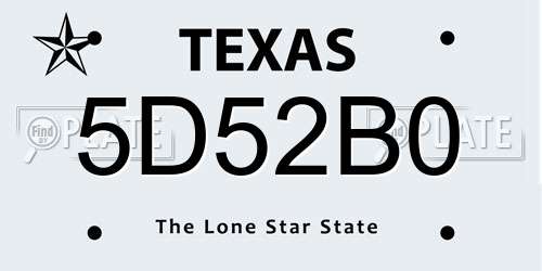 5D52B0 Texas License Plate