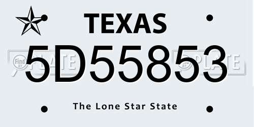 5D55853 Texas License Plate