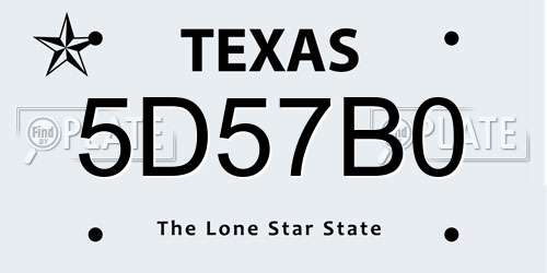 5D57B0 Texas License Plate