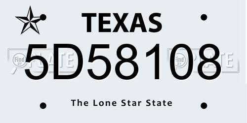 5D58108 Texas License Plate