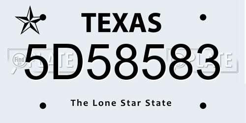 5D58583 Texas License Plate