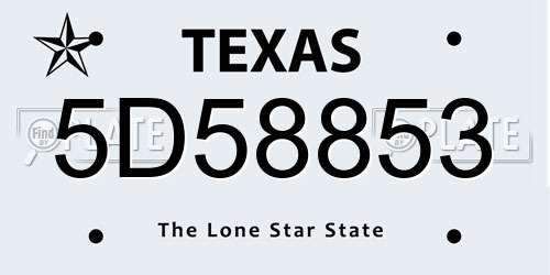 5D58853 Texas License Plate