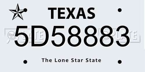 5D58883 Texas License Plate