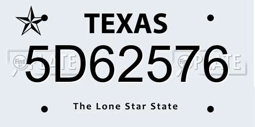 5D62576 Texas License Plate