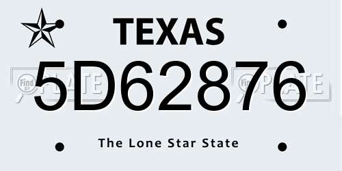 5D62876 Texas License Plate