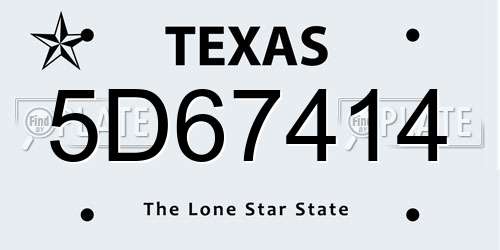 5D67414 Texas License Plate