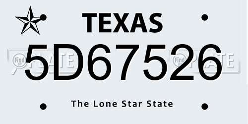 5D67526 Texas License Plate
