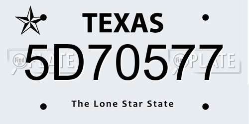 5D70577 Texas License Plate