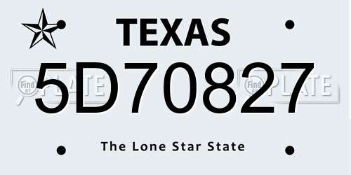 5D70827 Texas License Plate