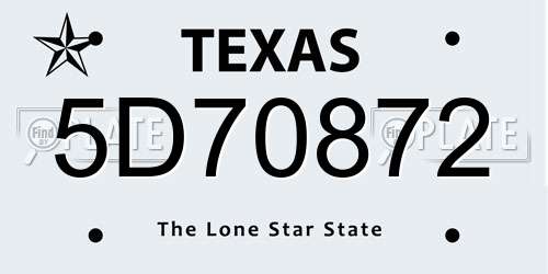 5D70872 Texas License Plate