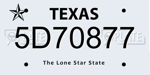 5D70877 Texas License Plate