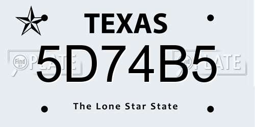 5D74B5 Texas License Plate