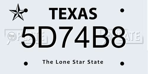 5D74B8 Texas License Plate