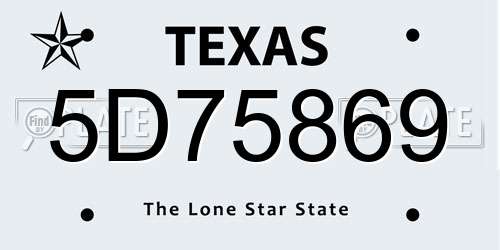 5D75869 Texas License Plate