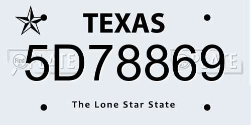 5D78869 Texas License Plate