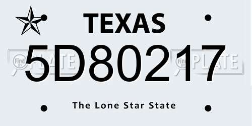 5D80217 Texas License Plate
