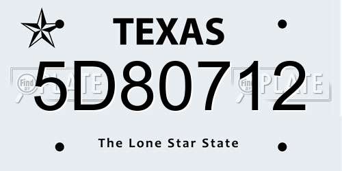 5D80712 Texas License Plate
