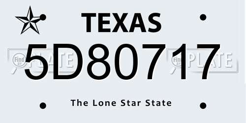 5D80717 Texas License Plate