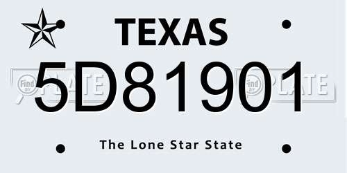 5D81901 Texas License Plate