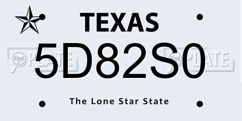 5D82S0 Texas License Plate