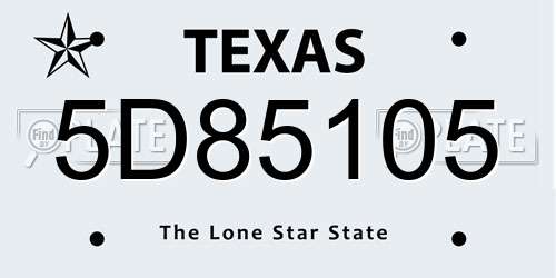 5D85105 Texas License Plate