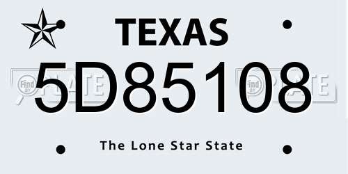 5D85108 Texas License Plate