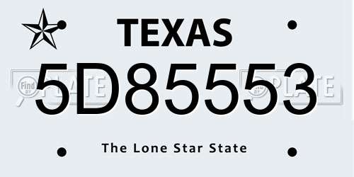 5D85553 Texas License Plate