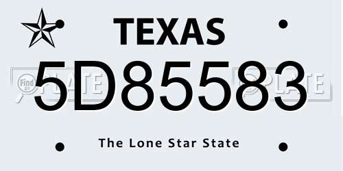 5D85583 Texas License Plate