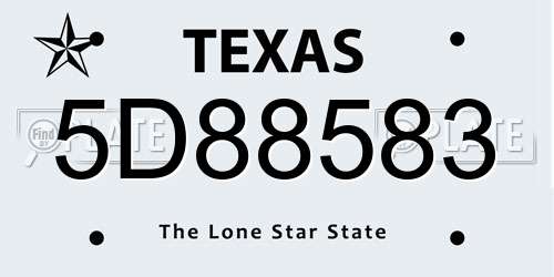 5D88583 Texas License Plate