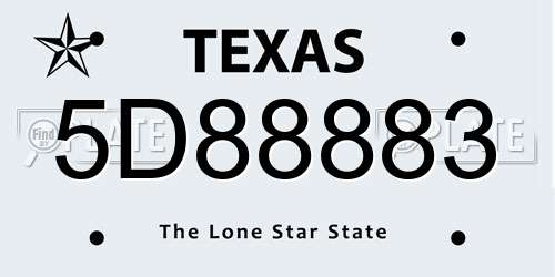 5D88883 Texas License Plate